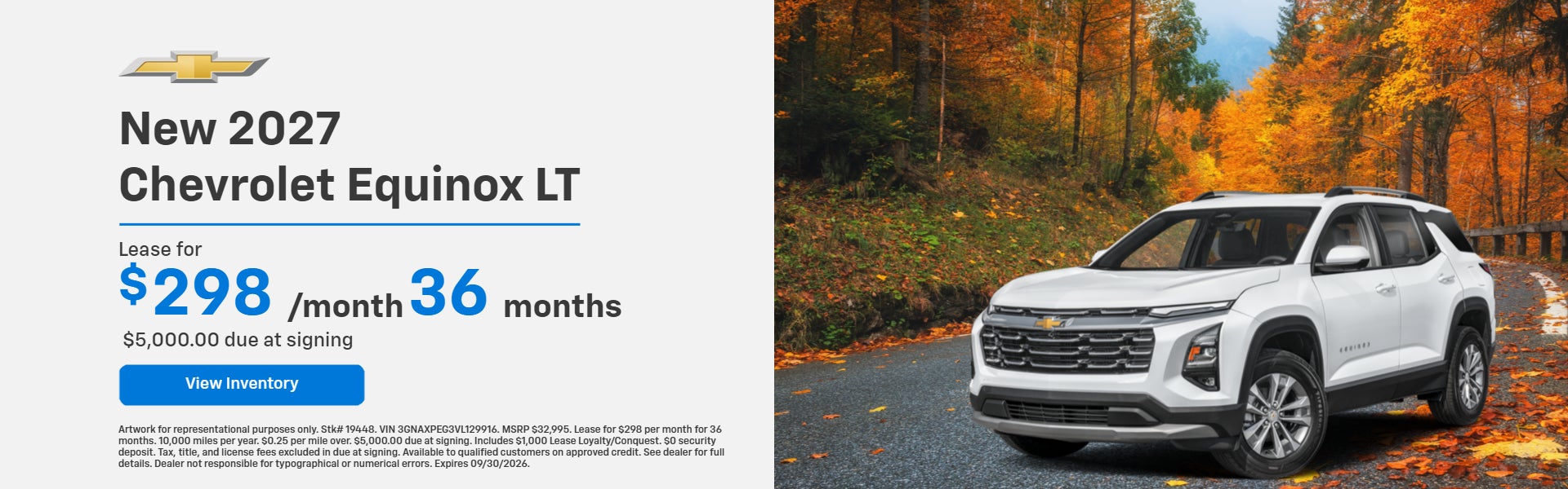 Lease for $298 per month for 36 months